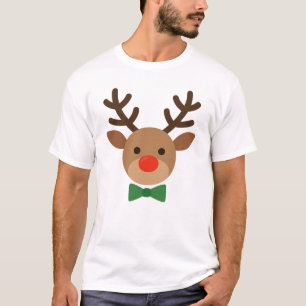 Cute Boy Reindeer Red Nose Bow Tie Christmas T-Shirt