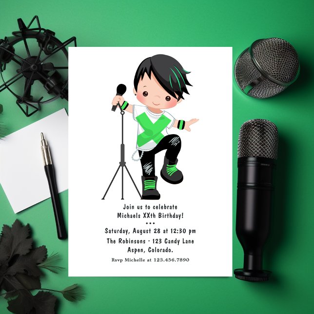 Cute Boy Rock Star Birthday Party Invitation (Creator Uploaded)