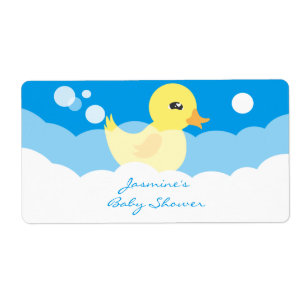 Cute Boy Rubber Ducky Water Bottle Labels