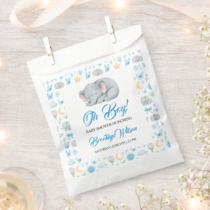 Cute Boy’s Elephant Watercolor Baby Shower Favour Bag