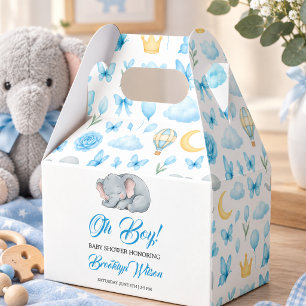 Cute Boy’s Elephant Watercolor Baby Shower Favour Box