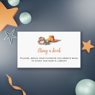 Cute Boy Sleeping Baby Shower Bring a Book Enclosure Card