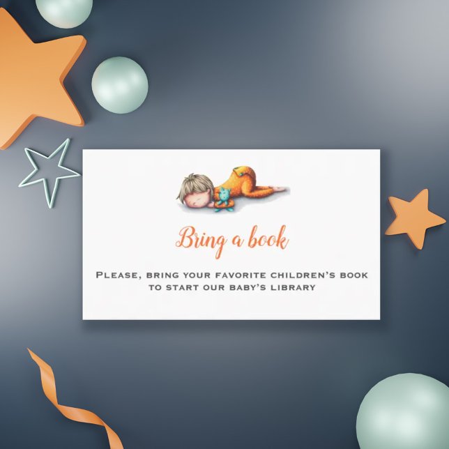 Cute Boy Sleeping Baby Shower Bring a Book Enclosure Card (Creator Uploaded)