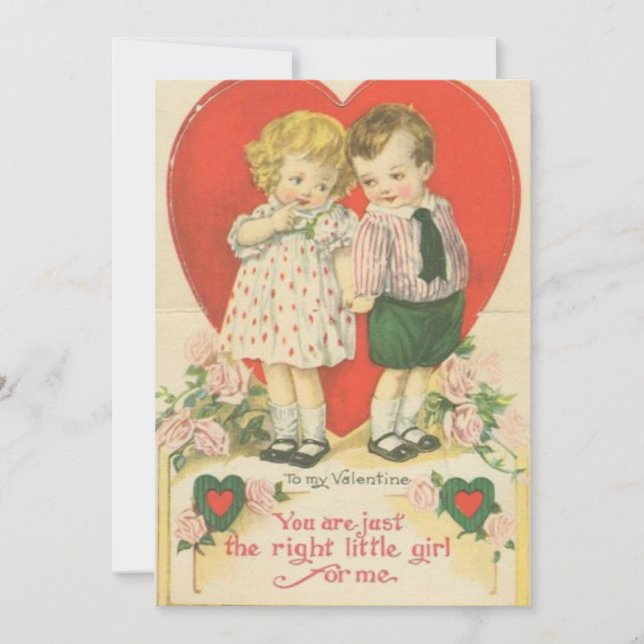 Cute boy to girl Valentine vintage Holiday Card (Front)