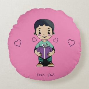 Cute Boy Tote Round Cushion