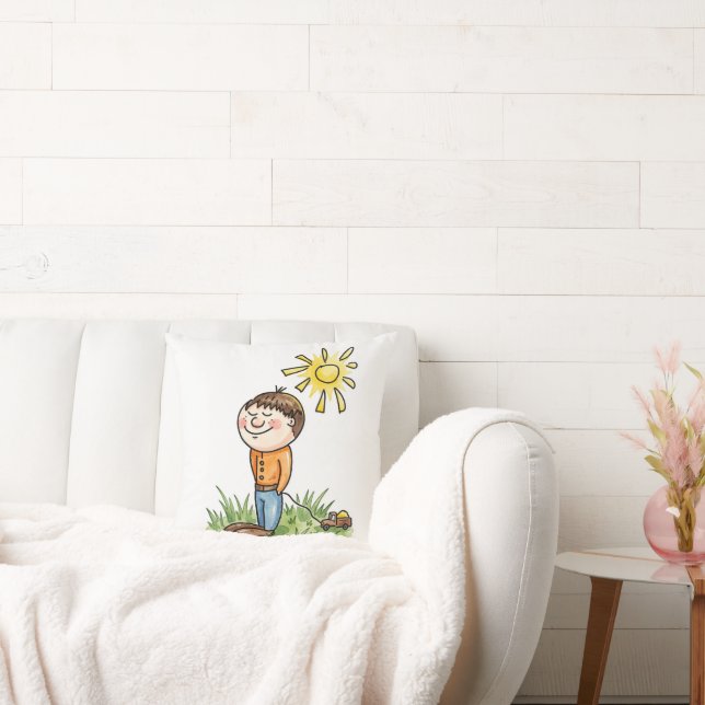 Cute Boy Toy Car Throw Cushion (Couch)