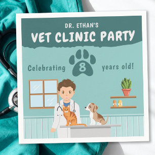 Cute Boy Veterinarian Vet Animal Clinic Birthday Napkin
