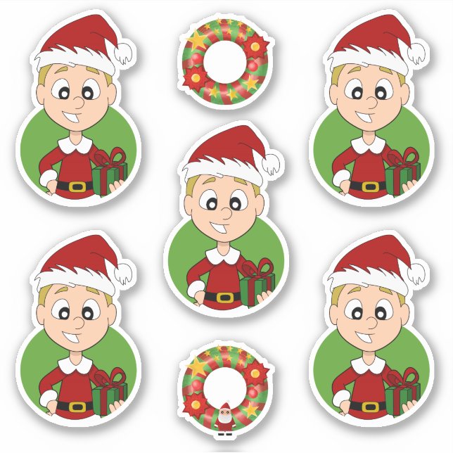 Cute boy with short blonde hair Christmas Sticker (Front)