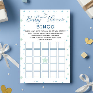 Cute Boy with Watercolor Stars& Flowers Bingo Game