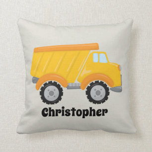 Cute boys add name dump truck decor pillow