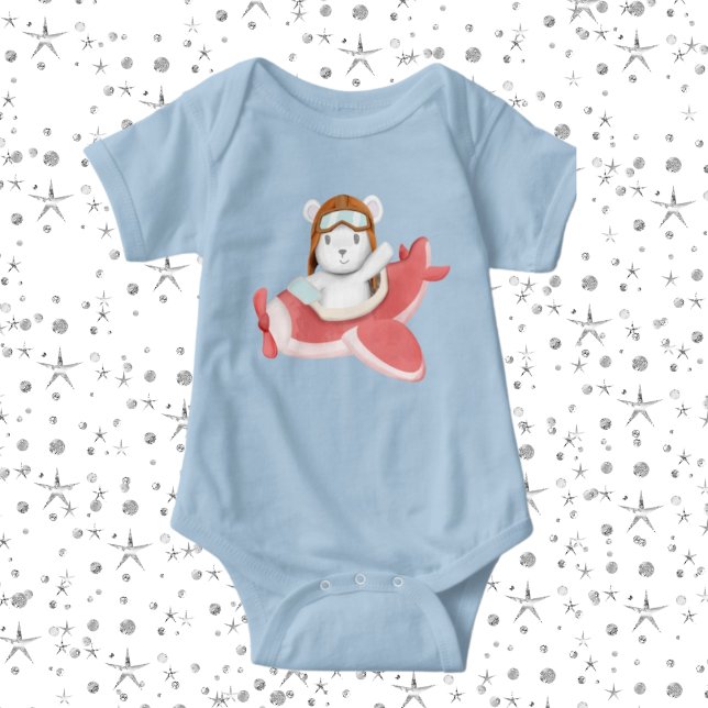 cute boys adventure airplane bear baby bodysuit (Creator Uploaded)