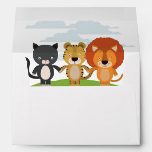 Cute Boys Animal Friends Kids Birthday Party  Envelope