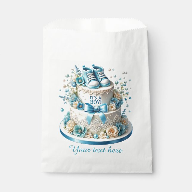 Cute boys baby shower cake favour bag (Front)