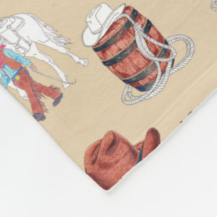 Cute Boys Cowboy and Horse Sherpa Blanket