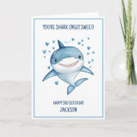 Cute Boys Custom Blue Shark Happy 3rd Birthday