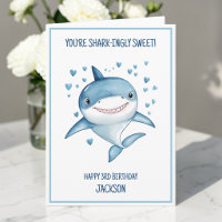 Cute Boys Custom Blue Shark Happy 3rd Birthday