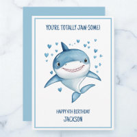 Cute Boys Custom Blue Shark Happy 4th Birthday