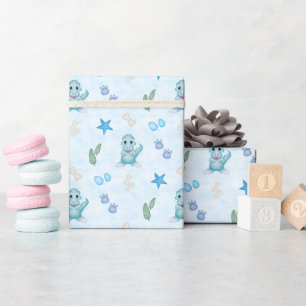Cute Boys Dino Birthday Dinosaur Wrapping Paper