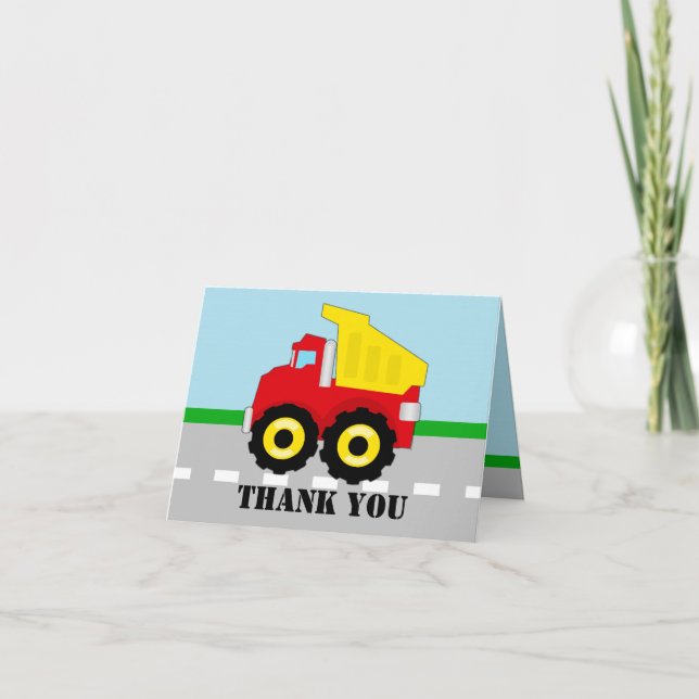 Cute Boy's Dump Truck Thank You Cards (Front)