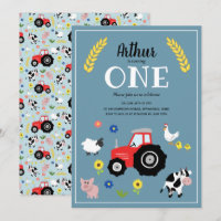 Cute Boys Farm Animals & Red Tractor 1st Birthday
