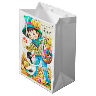 Cute boys Happy Easter  Medium Gift Bag