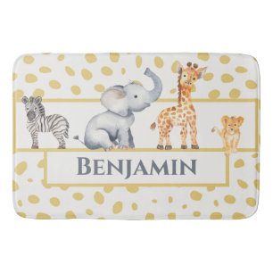 Cute Boys Jungle Safari Baby Animals Bath Mat