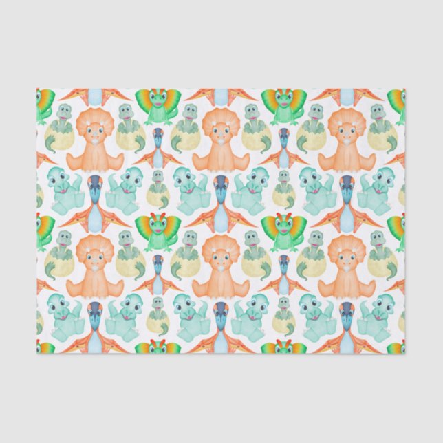 Cute Boys Jurassic Dino Birthday Dinosaur Tissue Paper (Front)