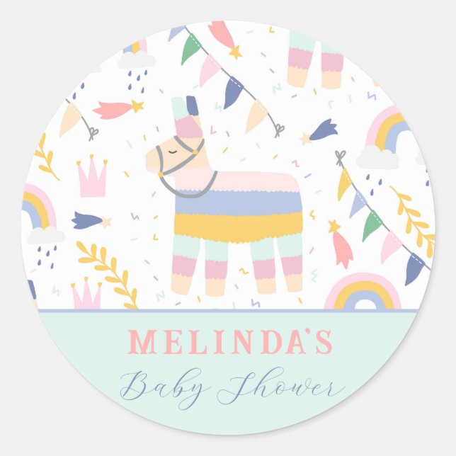 Cute Boy's Llama Rainbow Birthday Party   Classic Round Sticker (Front)
