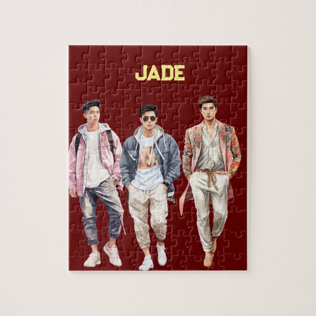 cute boys personalised name jigsaw puzzle (Vertical)