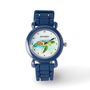 Cute Boys Pink Sea Turtle Animal Kids  Watch