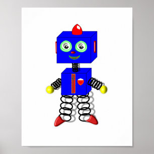 Cute Boys Room Robot Picture Poster Decor