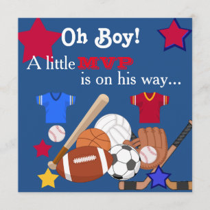 Cute Boys Sports Baby Shower Invitation HOCKEY