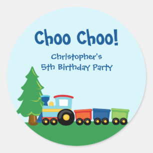 Cute boy's train birthday party stickers