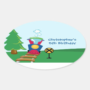 Cute boy's train birthday party stickers