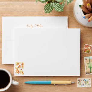 Cute Boys Watercolor Fall Baby Shower Illustration Envelope