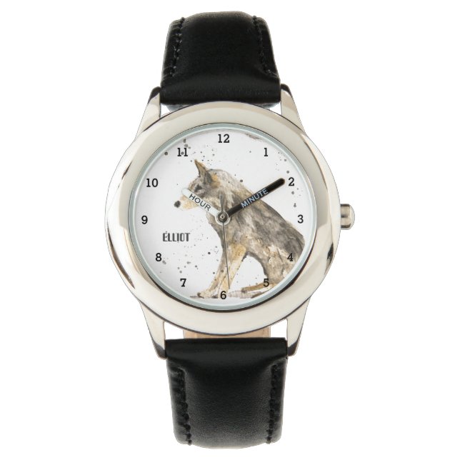 Cute Boys Wolf Animal Kids Wildlife Woodland Watch (Front)