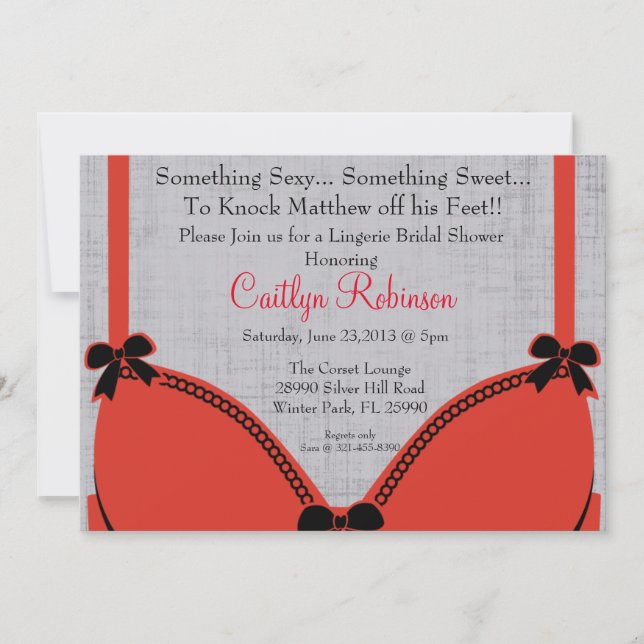 Cute Bra Lingerie Bridal Shower Invitation (Front)