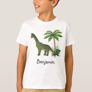 Cute Brachiosaurus Dinosaur And Personalised Name T-Shirt
