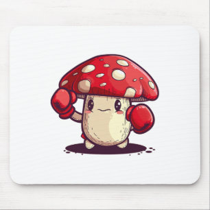 Cute Brave Mushroom With Boxing Gloves For Fungus Mouse Pad