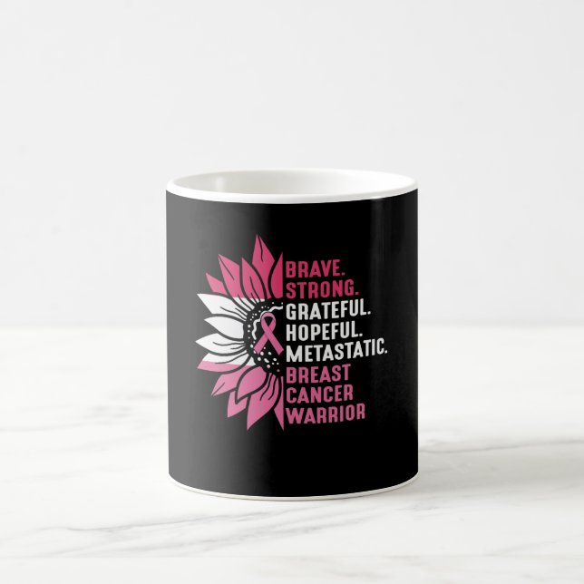 Cute Brave Strong Hopeful Breast Cancer Awareness Coffee Mug (Center)