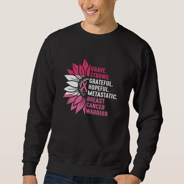 Cute Brave Strong Hopeful Breast Cancer Awareness Sweatshirt (Front)