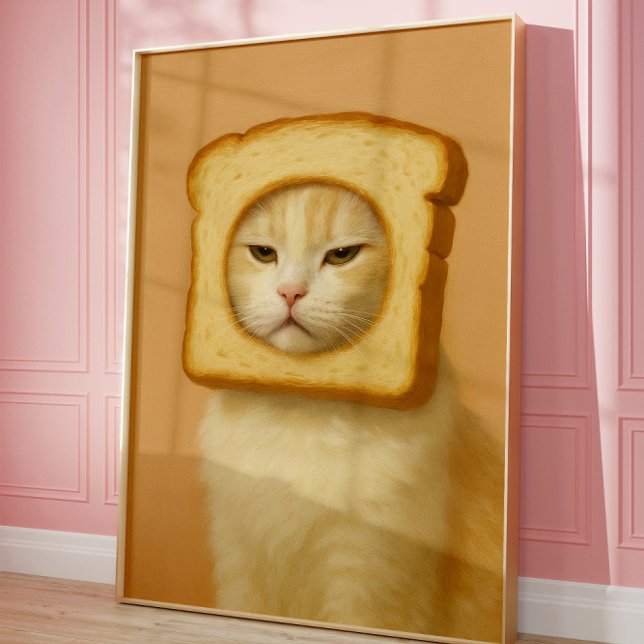 Cute Bread Cat Funny Aesthetic Wall Art Print (Creator Uploaded)