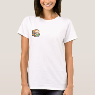 Cute Bread Character Traveller Reading World Map T-Shirt