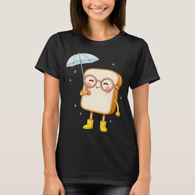 Cute Bread Character with Umbrella – Cosy T-Shirt (Front)