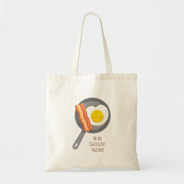 Cute Breakfast Bacon and Egg Tote Bag (Front)
