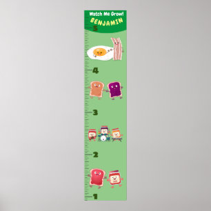 Cute breakfast cartoon growth chart