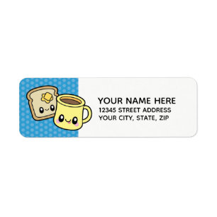 Cute Breakfast Food coffee & toast address labels