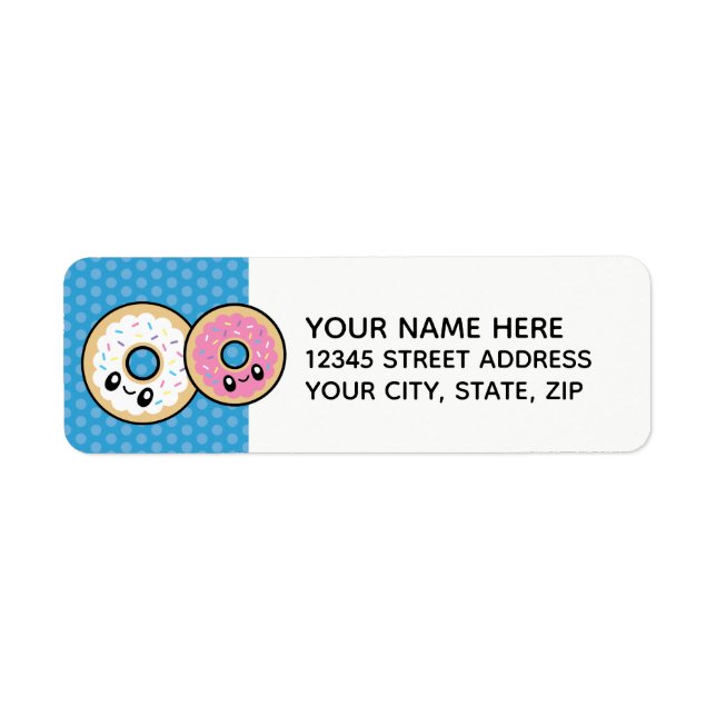 Cute Breakfast Food doughnut address labels (Front)