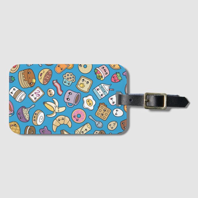 Cute Breakfast Food Luggage Tag (Front Horizontal)