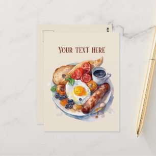 Cute breakfast lovers add text postcard